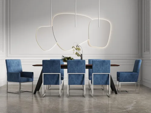 Vista 9 de Manhattan Comfort Element Modern - Juego de 1 sillas de comedor de terciopelo con espuma de alta densidad, marco de acero inoxidable con acabado
