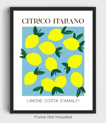 Vista 5 de WESTBROOK DESIGN STUDIO Fruta abstracta No.11 Limones Exposición Arte Impresión. Decoración moderna de pared de cocina 11x14 sin marco. Tonos