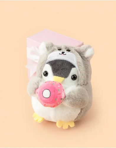 Vista 4 de Fuqimanman2020 Lindo llavero de pingüino esponjoso creativo para cosplay, juego de disfraz de pingüino, llavero con colgante de pingüino, rana