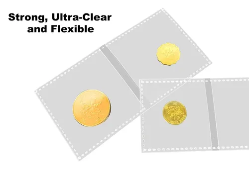 Vista 3 de C.P.C (Coin Protect Cover) Double Pocket Safety Coin Flips (2" x 2", 50 Flips) for Long Term Coin Storage - 100 Inserts