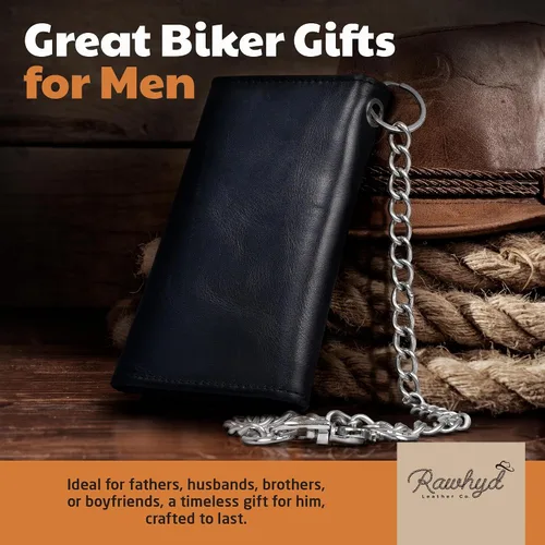 Vista 7 de RAW HYD - Cartera larga de cuero para hombres Funda de chequera doble un gran regalo para hombres