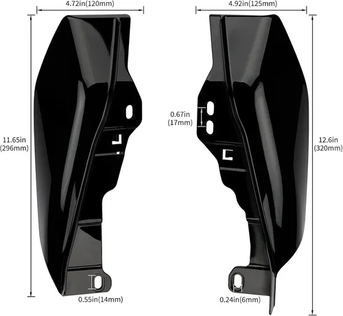 Vista 6 de Deflectores de aire de marco medio, cubiertas de protección contra calor, color negro brillante, compatible con Harley Touring Street Glide Road