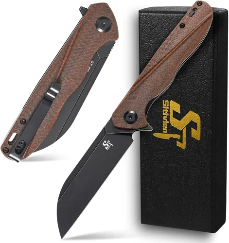 Vista 10 de Sitivien Cuchillo plegable ST103, hoja de acero D2+cuchillo de bolsillo con mango G10, cuchillo de herramienta EDC para exteriores, campamento, Negro
