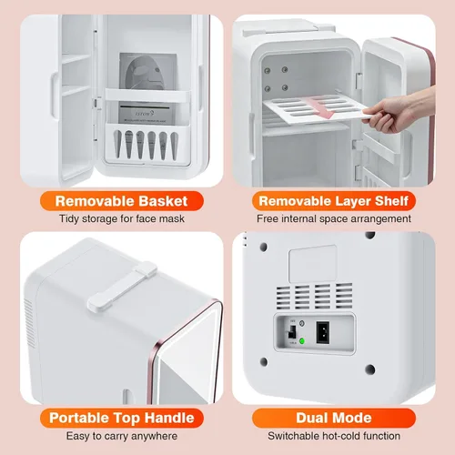Vista 7 de Mini refrigerador para el cuidado de la piel para dormitorio A-blanco-espejo