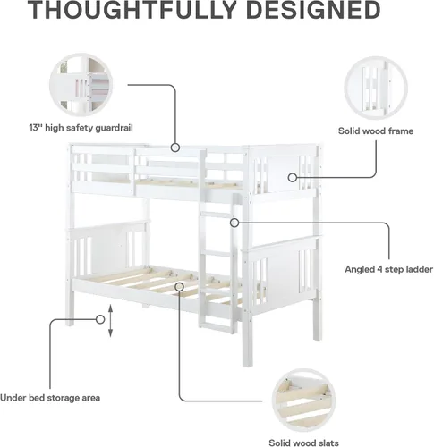 Vista 15 de Dorel Living Dylan - cama litera, individual, Madera, Blanco Espresso