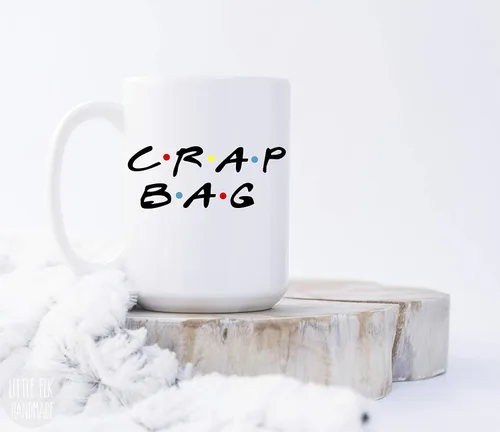 Vista 2 de Crap Bag - Taza de café grande de cerámica blanca de 15 oz