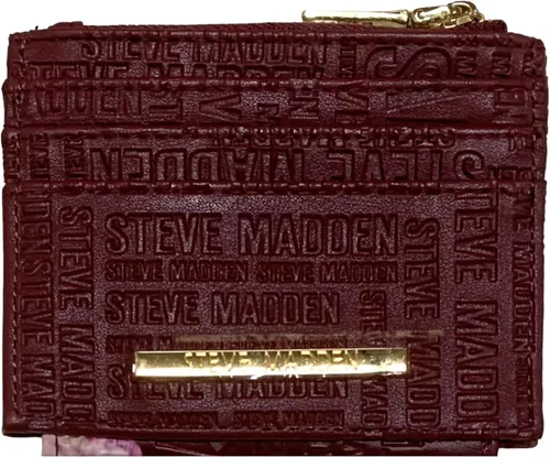 Vista 3 de Steve Madden Cartera de tarjetas en relieve e impresión, Vino, Steve Madden Estuche para tarjetas