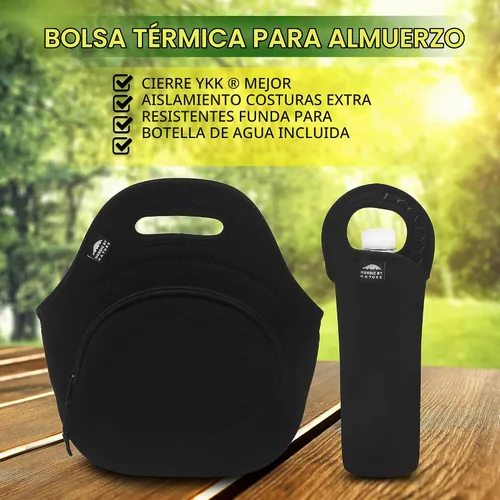 Vista 2 de Nordic By Nature Lonchera térmica de neopreno hecha para mujeres, hombres y niños, incluye enfriador de botellas grandes de 12 pulgadas, ligera