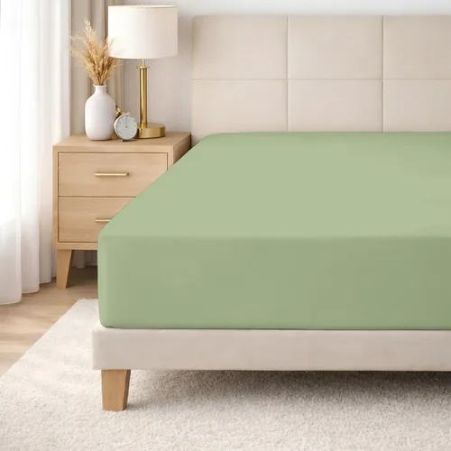 Vista 57 de SGI bedding 100% Egyptian Cotton 600 TC Twin Size Fitted Sheet Only Soft, Smooth Sateen Weave 15" inch Deep Pocket Fitted Bed Sheet - White