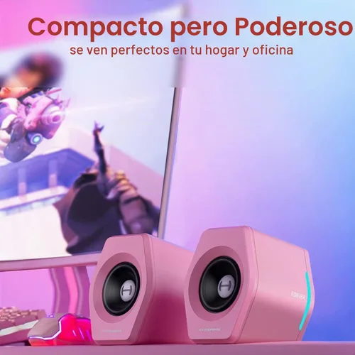 Vista 3 de Edifier G2000 32W Altavoces de PC para Computadora de 32W para Gaming en Escritorio PC Laptop Mac Computadora Woofer Altavoces Bluetooth USB Rosa