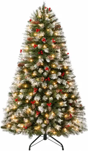 Vista 20 de Naomi Home - Árbol de Navidad realista preiluminado de 6.5 pies, 400 luces Con bisagras