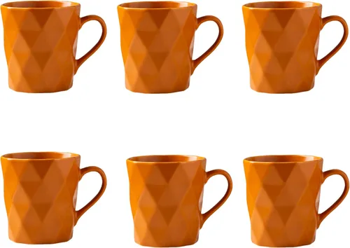 Vista 9 de Juego de 6 tazas de porcelana de 11 onzas, juego de tazas de té y cacao, azul, mate