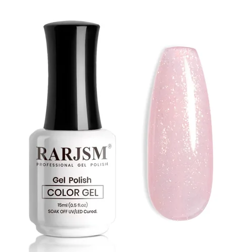 Vista 19 de RARJSM Esmalte de uñas en gel color albaricoque, dorado con brillantina, neutro, transparente, color nude, esmalte de gel para remojar para remojar