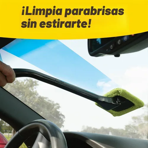 Vista 2 de Herramienta de limpieza para parabrisas, microfibra, mango de 16 pulgadas, bonete adicional