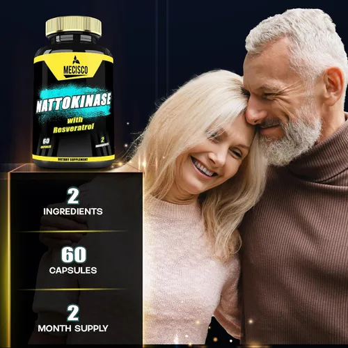Vista 5 de Suplemento de nattoquinasa 4000 FU 200 mg con trans-resveratrol - 3200 mg por porción para la salud cardíaca, circulación y apoyo para el manejo