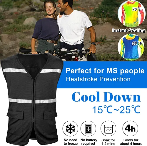 Vista 8 de Sukeen Chaleco de enfriamiento de hielo para hombres y mujeres, chaqueta reflectante para el trabajo en climas cálidos, deportes al aire libre