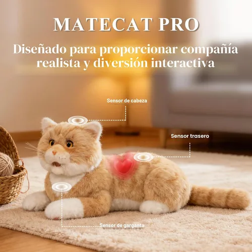 Vista 5 de Chongker Animal de peluche interactivo de gato robot de 24.8 pulgadas para Orange_pro