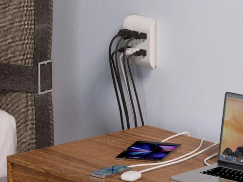 Vista 9 de ELEGRP Extensor de 6 salidas con anclaje central, pestaña de pared con conexión a tierra de 3 puntas, extensor de salida múltiple con 6 tomas