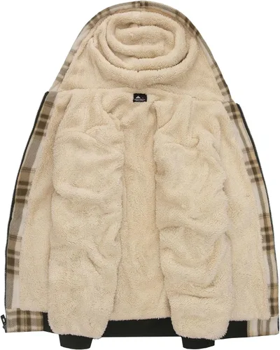 Vista 3 de Minfunttu Sudaderas con capucha para hombre, con cremallera, forro polar, sherpa, sudaderas pesadas, abrigo jacquard