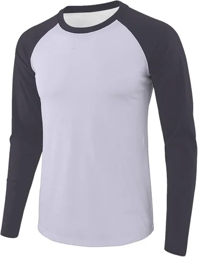Vista 23 de Camiseta de béisbol para hombre, manga larga, cuello redondo, algodón, raglán, casual, dinámica