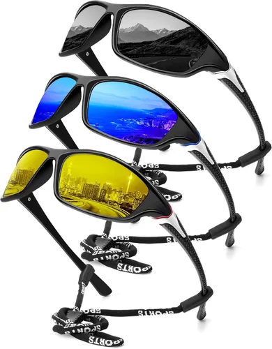 Vista 10 de KALIYADI 4 Pack Polarized Sunglasses-Men Sports Sun-glasses: Mens Sunglasses UV Protection for Fishing Driving Cycling