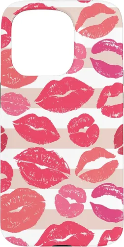 Vista 13 de iPhone 16 - Funda con diseño de beso y lápiz labial rosa