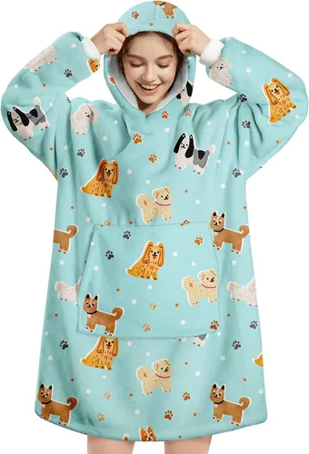 Vista 13 de Wearable Blanket Hoodie, Oversized Flannel Comfy Sweatshirt for Adults,Warm Cozy Hooded Body Blanket
