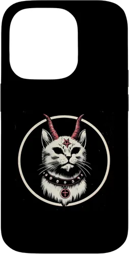Vista 17 de Funda para iPhone 17 de Baphomet Satánico Oculto de Gato del Diablo