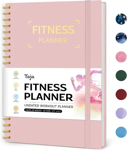 Vista 13 de Diario de entrenamiento físico para mujeres y hombres, tamaño A5 (5.5 x 8.2 pulgadas), planificador de registro de entrenamiento para rastrear