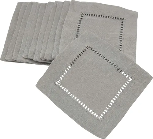 Vista 58 de SARO LIFESTYLE Servilleta de cóctel con borde cosido (juego de 12), negro, 6"x6