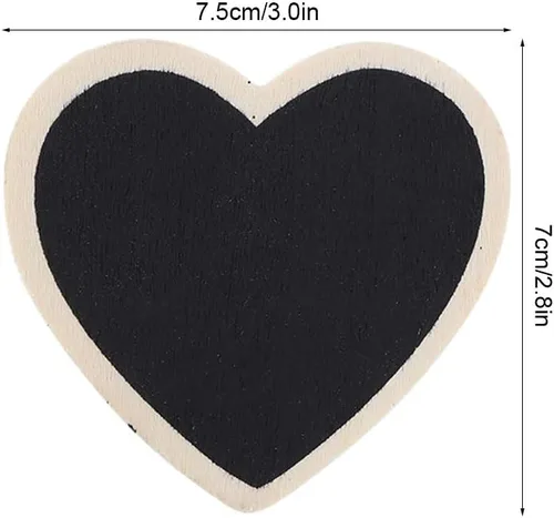 Vista 3 de 10 mini letreros de pizarra de madera, pizarra con soporte de caballete, pizarra en forma de corazón, tablero de mensajes de escritorio