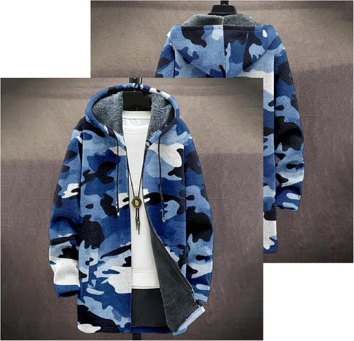 Vista 4 de BIVENANT Sudaderas con capucha con cremallera para hombre, cárdigan con capucha a rayas, sudaderas con capucha de camuflaje, abrigos de moda