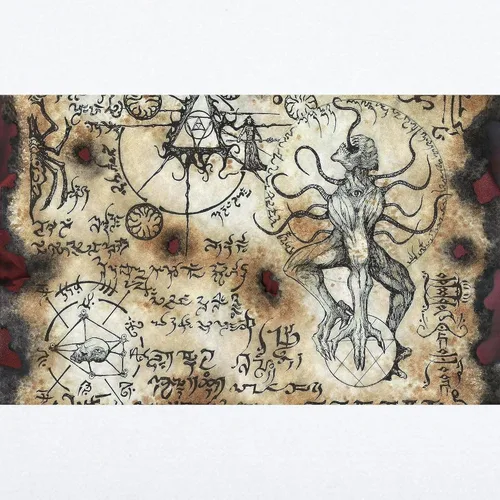 Vista 2 de CafePress Nyarlathotep Scroll - Vinilo adhesivo de pared de 35 x 21 pulgadas, vinilo reutilizable