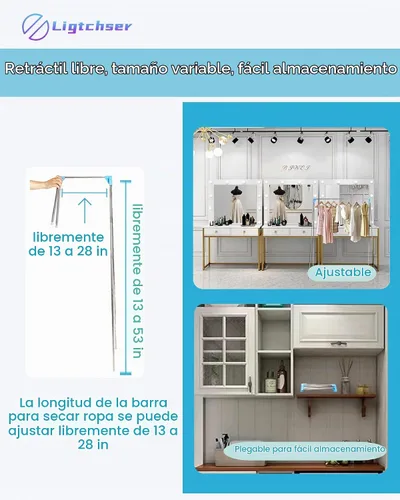 Vista 3 de Ligtchser Perchero Portátil de Viaje, Perchero Plegable de Ropa para Baile, Viajes, Camping, Secado, RV, Interior, Exterior. Un Mini Perchero de Azul