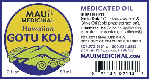 Vista 5 de Gotu Kola Brahmi Oil 2fl. oz. Aceite portador orgánico certificado por Mauifarmacy cultivado en Estados Unidos