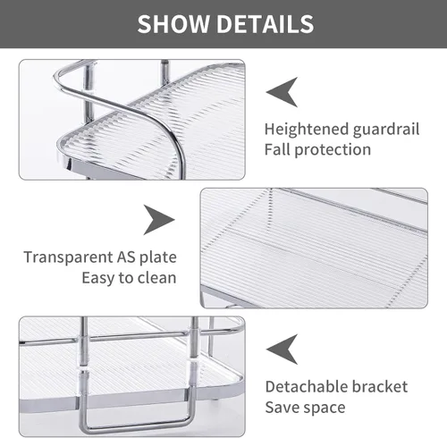Vista 6 de Organizador de baño, organizador de perfume cosmético para el cuidado de la piel de 2 niveles, encimera de baño, perfume de maquillaje para bandeja