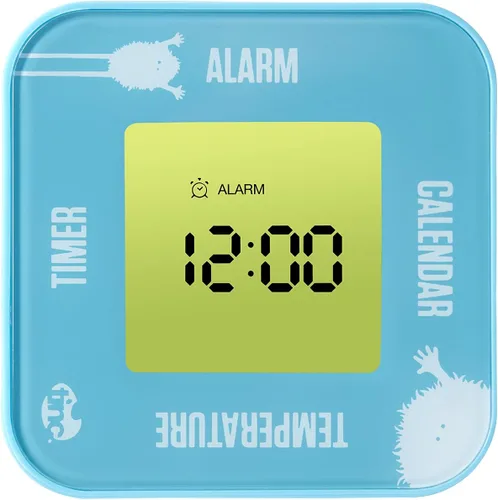 Vista 4 de Tinc Alarma digital para niños, temperatura, fecha y temporizador giratorio reloj abatible, azul, pequeño