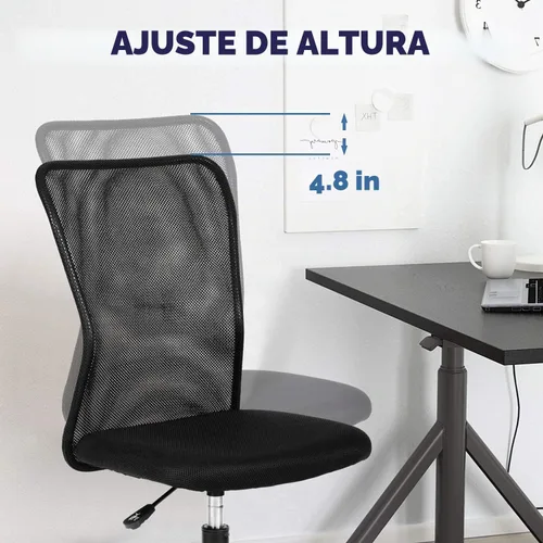 Vista 6 de Silla de oficina ergonómica – Silla de computadora con respaldo medio con altura ajustable, moderna giratoria sin brazos, soporte de espalda
