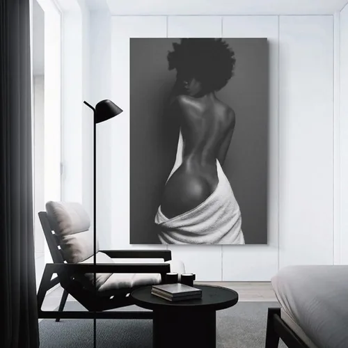 Vista 3 de MQISNOHA Póster de arte de pared sexy de mujer negra negra afroamericana, pinturas artísticas en lienzo, decoración de pared, decoración del hogar