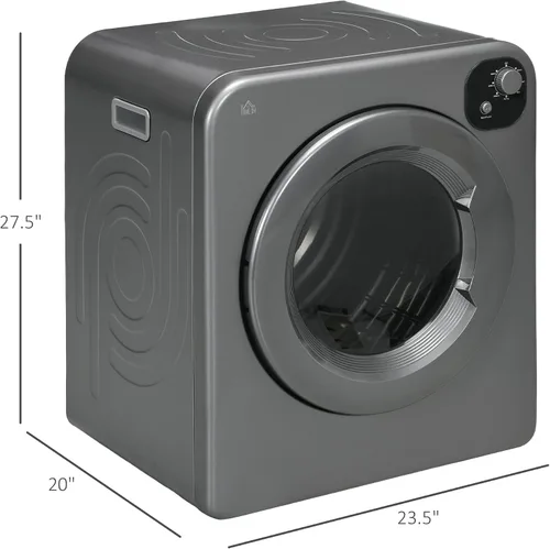 Vista 14 de HOMCOM - Secadora de ropa portátil, secadora de ropa compacta de 120V 1300W con secado inteligente, tambor de acero inoxidable de 3.2 pies cúbicos
