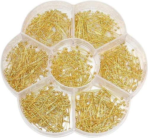 Vista 5 de Chenkou Craft Surtido de 700 pines de cabeza de bola de latón de tamaño mixto para fabricación de joyas (anti-plata, mezcla)
