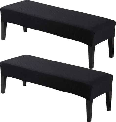 Vista 20 de Fundas de banco de comedor de jacquard tapizado de elastano elástico, funda de banco de alta elasticidad, protectores de banco extraíbles y lavables