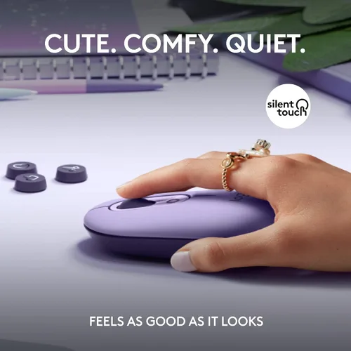 Vista 4 de Logitech POP Mouse, ratón inalámbrico con emojis personalizables, tecnología SilentTouch, desplazamiento de precisión/velocidad, diseño compacto