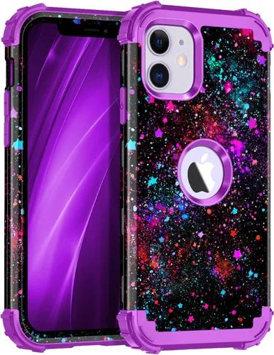 Vista 107 de Miqala Funda compatible con iPhone 8 Plus, iPhone 7 Plus, que brilla en la oscuridad, tres capas, resistente a los golpes, parachoques de plástico