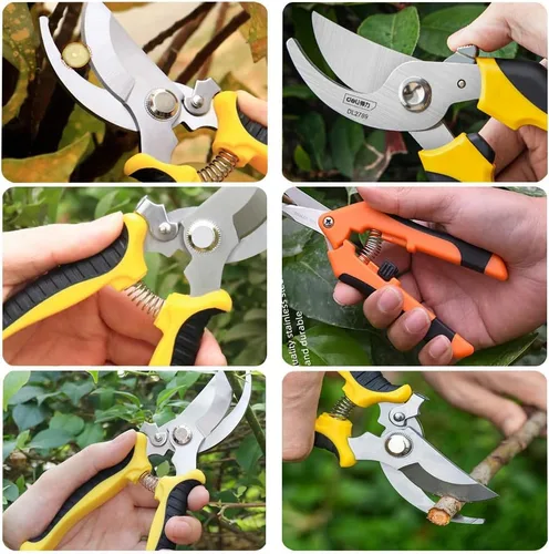 Vista 7 de Tijeras de podar, paquete de 3 tijeras de jardín, podadoras de mano, tijeras de jardín de acero inoxidable, podadoras para jardinería, tijeras