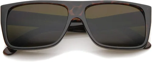 Vista 2 de zeroUVRetro con parte superior plana amplia Templo Eazy E Estilo Rectángulo anteojos de sol 57mm
