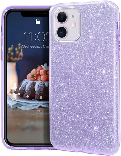 Vista 11 de MATEPROX - Carcasa para iPhone 11 y 2019, de 6.1" diseño de brillantes para niñas y mujeres, Azul