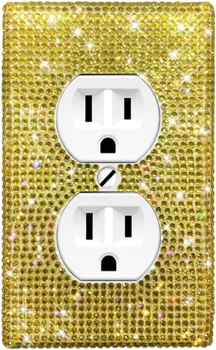 Vista 11 de WIRESTER Cubierta para placa de pared con diamantes de imitación brillantes y dorados, color amarillo dorado citrino, cubierta para interruptor