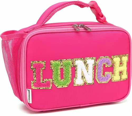 Vista 17 de Flowfly - Lonchera para niños, bolsa escolar aislada duradera con correa de hombro y soporte para botellas, minihielera térmica resistente al agua