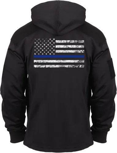 Vista 4 de Rothco Sudadera con capucha de transporte oculta de línea azul delgada, Negro
